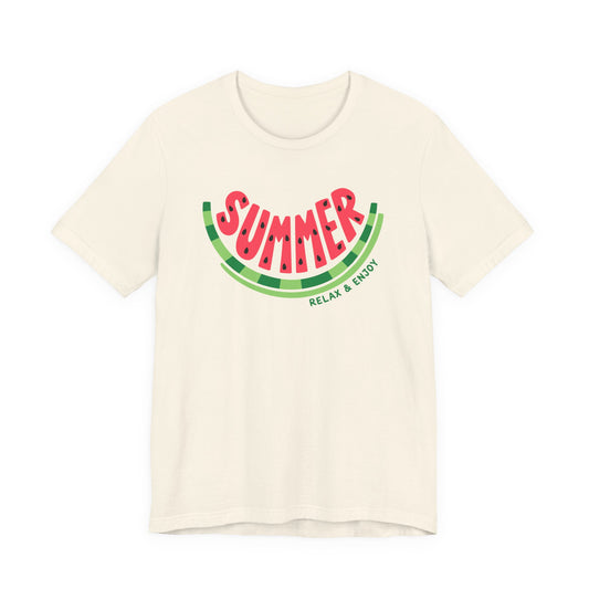 Summer Watermelon T-Shirt — "SUMMER" Relax & Enjoy Graphic Tee