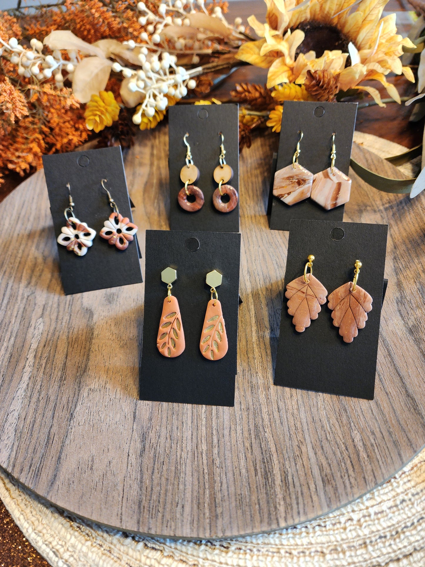 Autumn Brown Clay Earrings