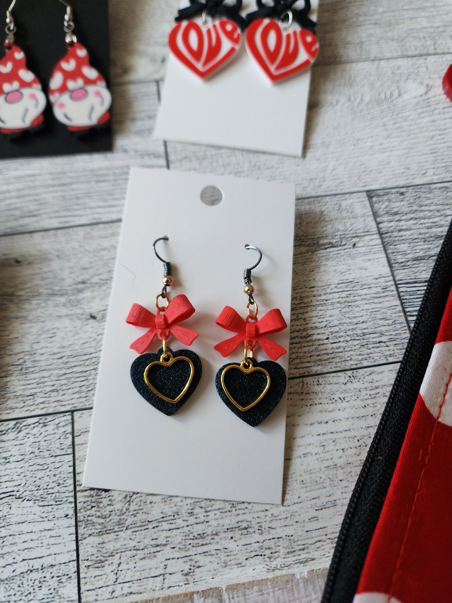 3D Earrings - Red, Black & White Collection