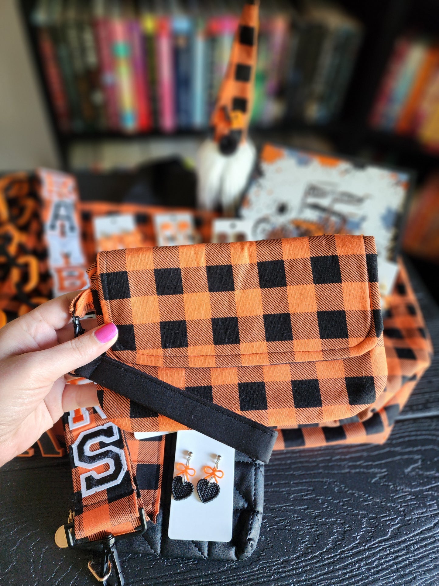 Orange and Black Rambler Wristlet