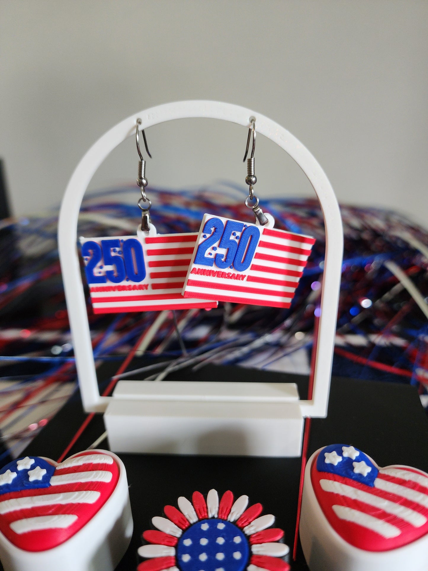 3D Printed 250 Anniversary Earrings