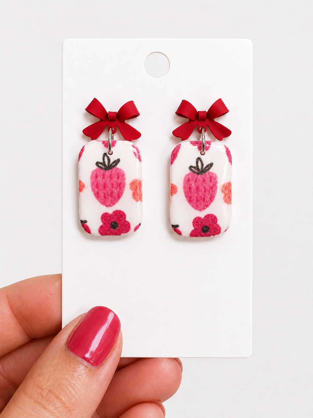 Strawberry Polymer Clay Earrings