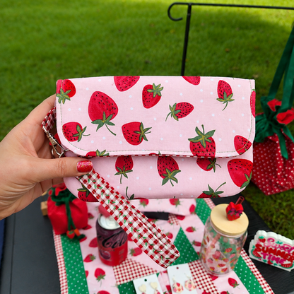 Handmade Strawberry Wristlet Clutch