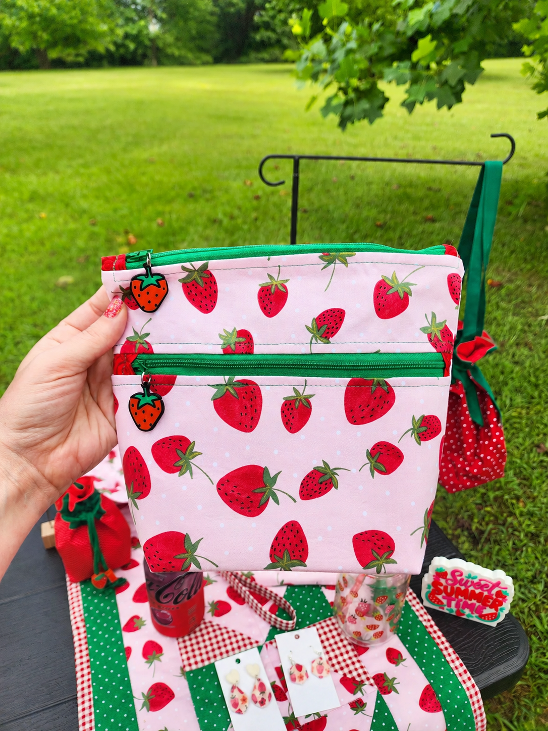 Handmade Strawberry Zipper Pouch