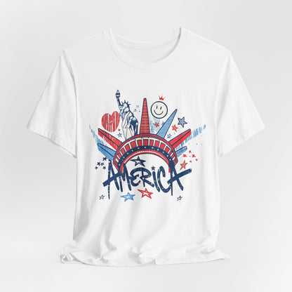Statue of Liberty Sketch America T-Shirt | Patriotic Fourth of July Tee