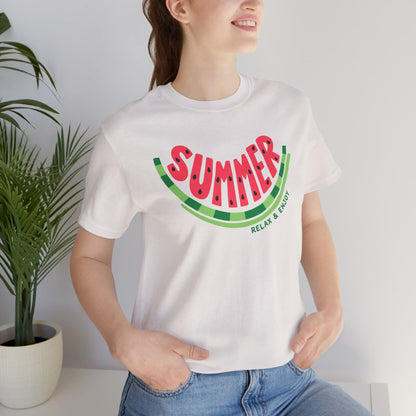 Summer Watermelon T-Shirt — "SUMMER" Relax & Enjoy Graphic Tee