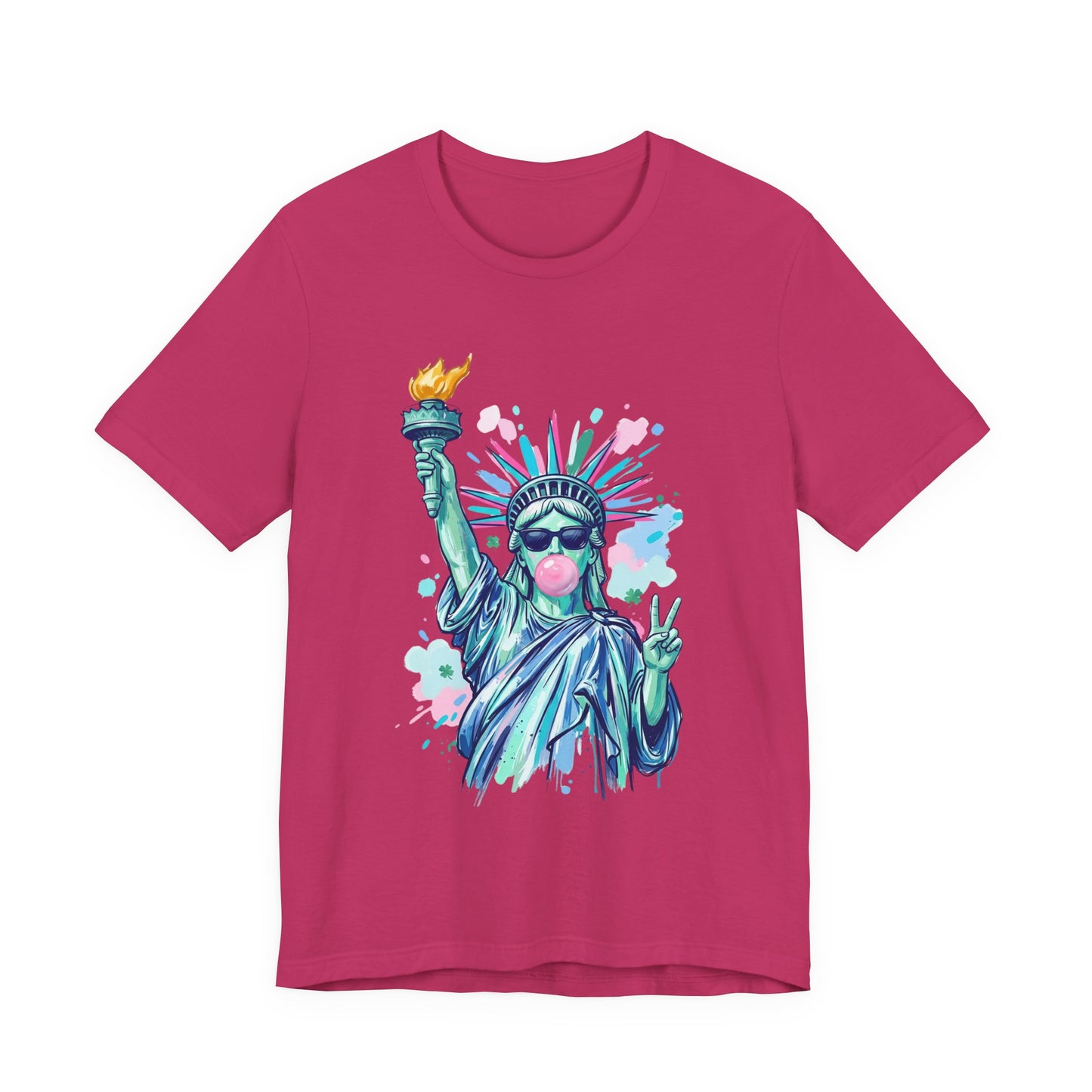 Statue of Liberty Bubblegum Tee — Retro Patriotic Graphic T-Shirt