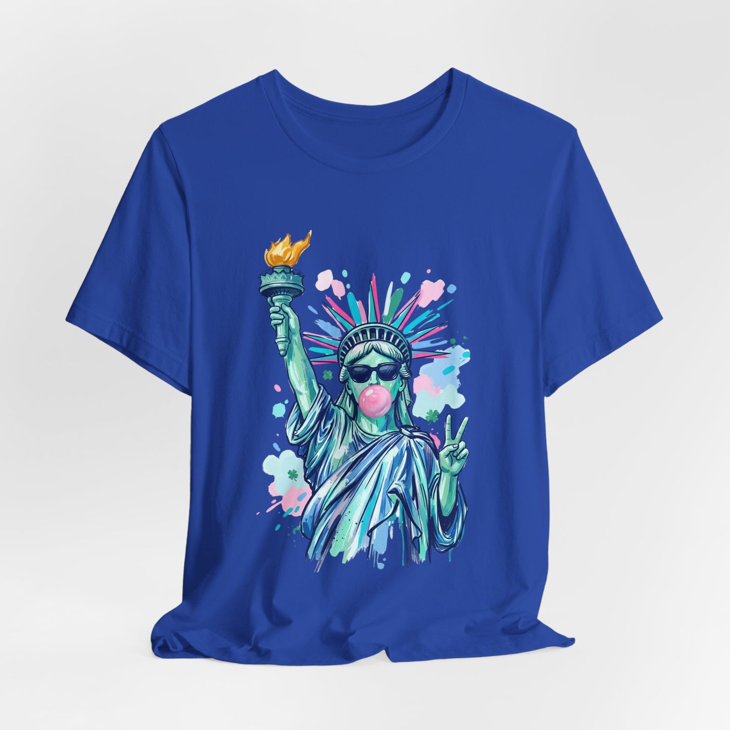 Statue of Liberty Bubblegum Tee — Retro Patriotic Graphic T-Shirt