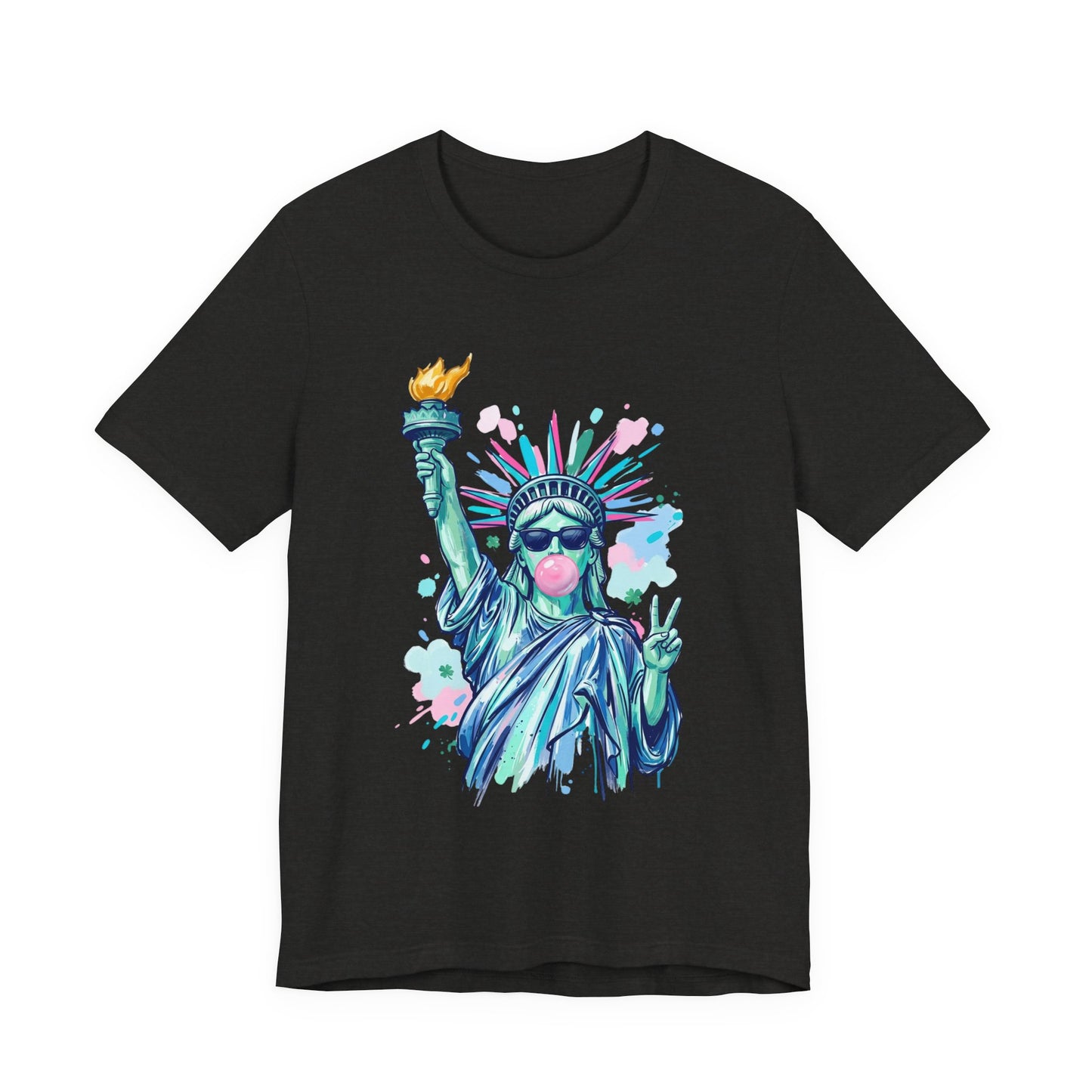 Statue of Liberty Bubblegum Tee — Retro Patriotic Graphic T-Shirt