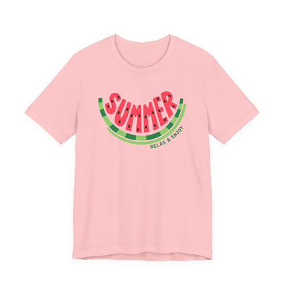 Summer Watermelon T-Shirt — "SUMMER" Relax & Enjoy Graphic Tee