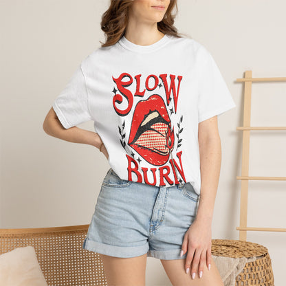 Slow Burn Graphic T-Shirt — Red Lips Retro Rock Tee
