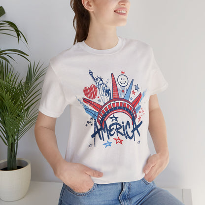 Statue of Liberty Sketch America T-Shirt | Patriotic Fourth of July Tee