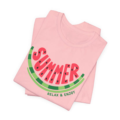 Summer Watermelon T-Shirt — "SUMMER" Relax & Enjoy Graphic Tee