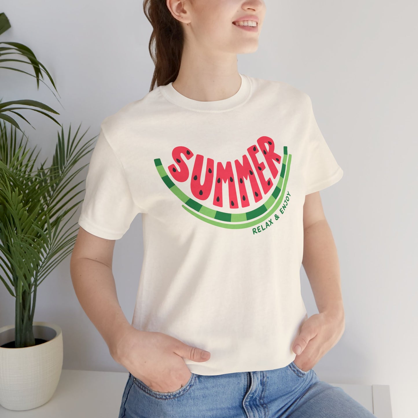 Summer Watermelon T-Shirt — "SUMMER" Relax & Enjoy Graphic Tee