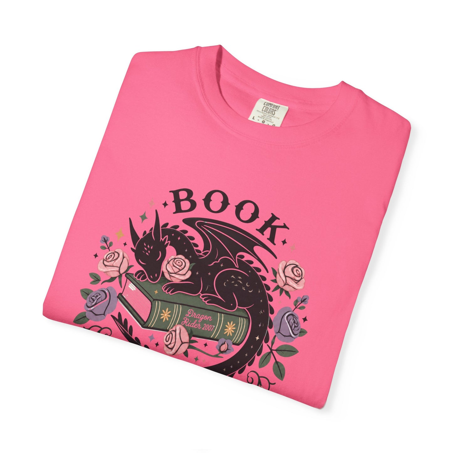 Book Dragon T-Shirt — Floral Reading Dragon Graphic Tee