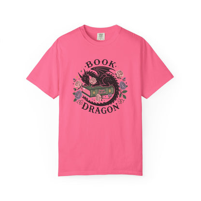 Book Dragon T-Shirt — Floral Reading Dragon Graphic Tee