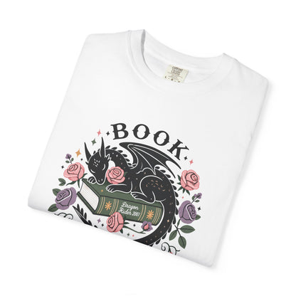 Book Dragon T-Shirt — Floral Reading Dragon Graphic Tee