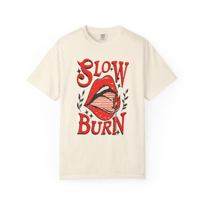 Slow Burn Graphic T-Shirt — Red Lips Retro Rock Tee