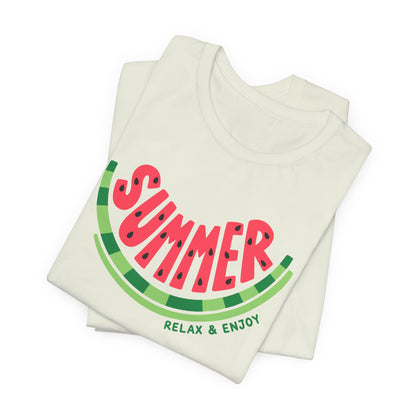 Summer Watermelon T-Shirt — "SUMMER" Relax & Enjoy Graphic Tee