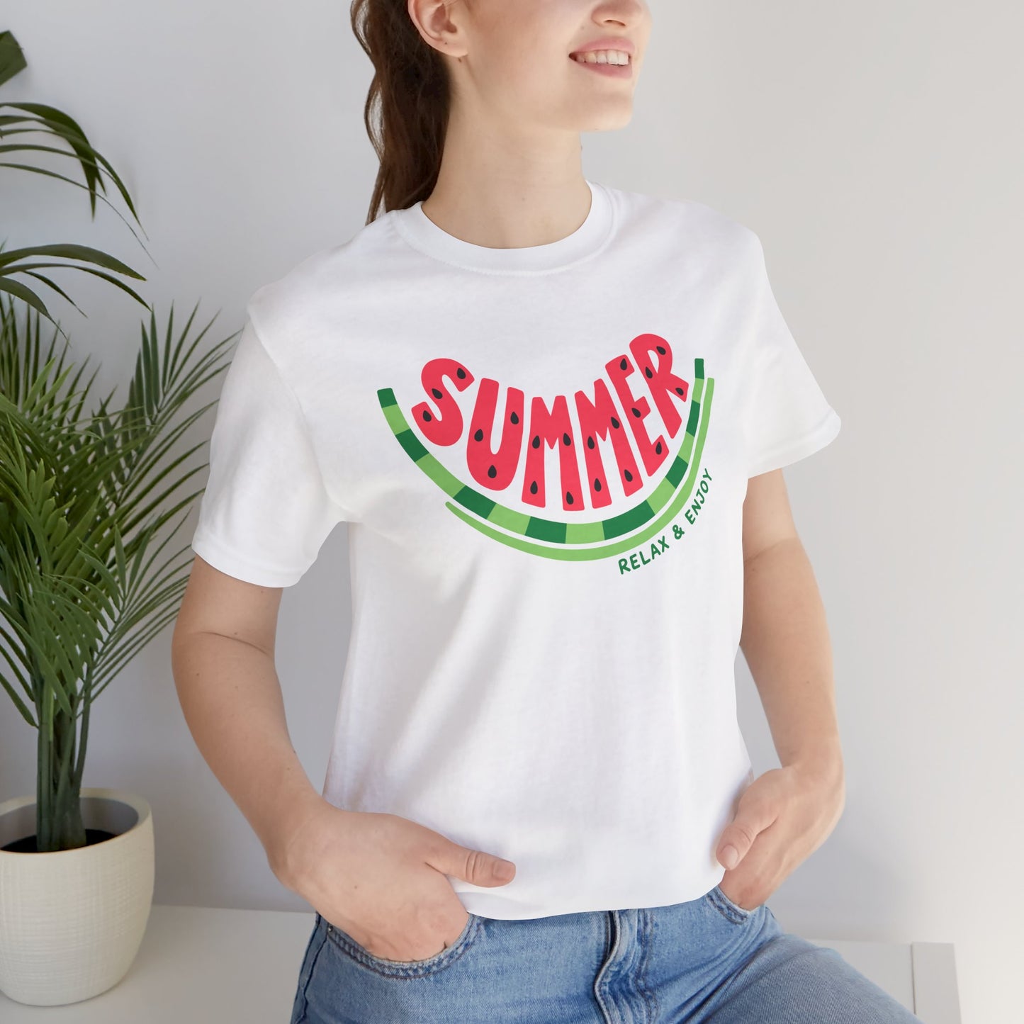 Summer Watermelon T-Shirt — "SUMMER" Relax & Enjoy Graphic Tee