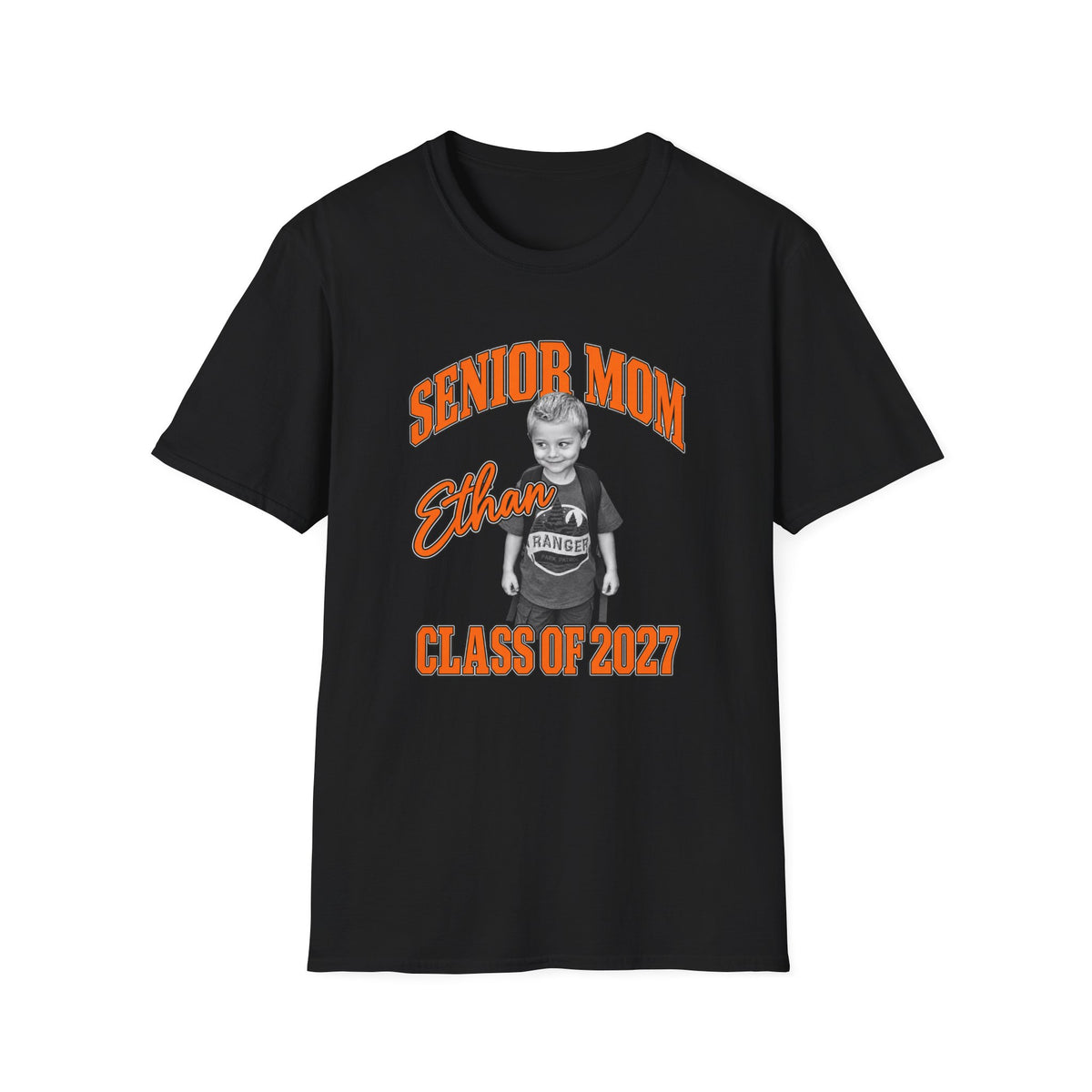 Senior Mom Custom Photo T-Shirt — Class of 2027 Personalized Tee