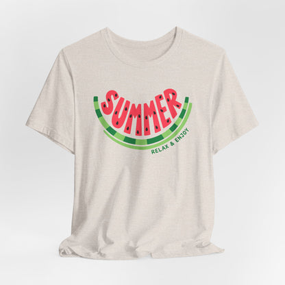 Summer Watermelon T-Shirt — "SUMMER" Relax & Enjoy Graphic Tee