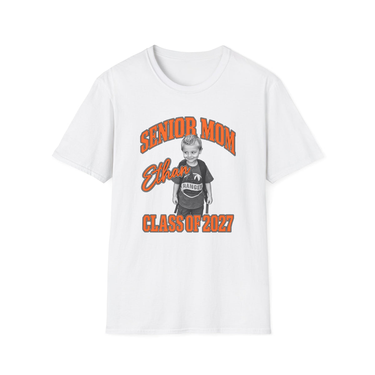 Senior Mom Custom Photo T-Shirt — Class of 2027 Personalized Tee