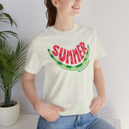 Summer Watermelon T-Shirt — "SUMMER" Relax & Enjoy Graphic Tee