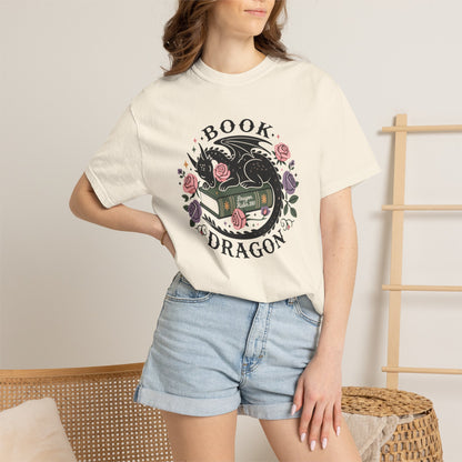 Book Dragon T-Shirt — Floral Reading Dragon Graphic Tee