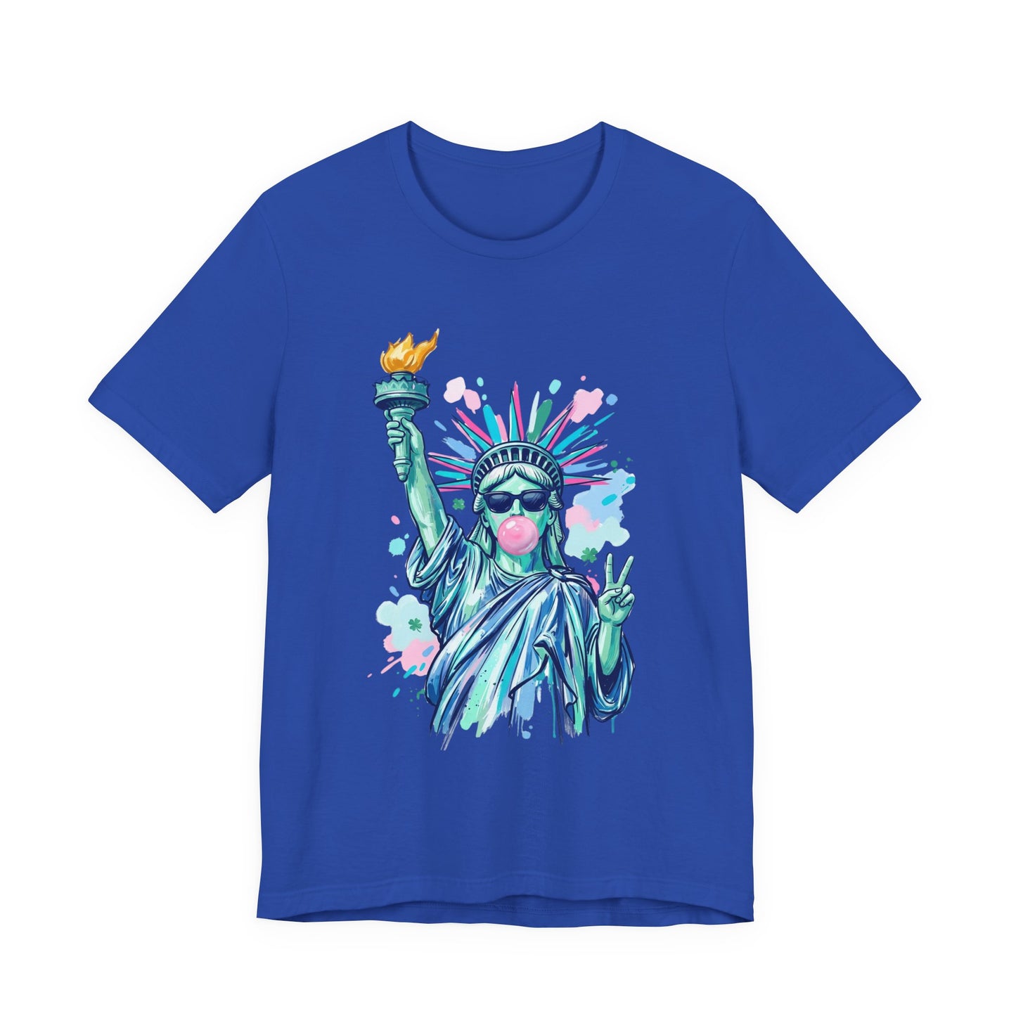 Statue of Liberty Bubblegum Tee — Retro Patriotic Graphic T-Shirt