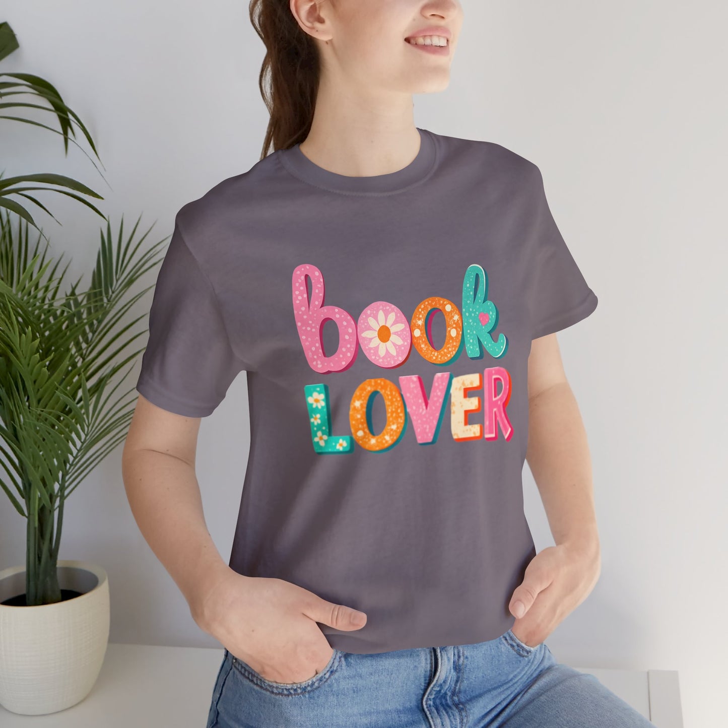 Book Lover T‑Shirt – Colorful 'book LOVER' Graphic Tee for Readers