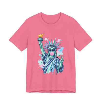 Statue of Liberty Bubblegum Tee — Retro Patriotic Graphic T-Shirt