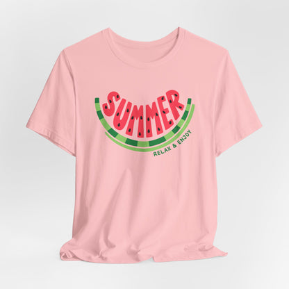Summer Watermelon T-Shirt — "SUMMER" Relax & Enjoy Graphic Tee