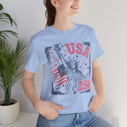 USA 250 Statue of Liberty T-Shirt – American Flag Independence Day Tee