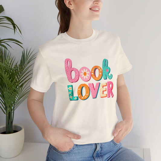Book Lover T‑Shirt – Colorful 'book LOVER' Graphic Tee for Readers