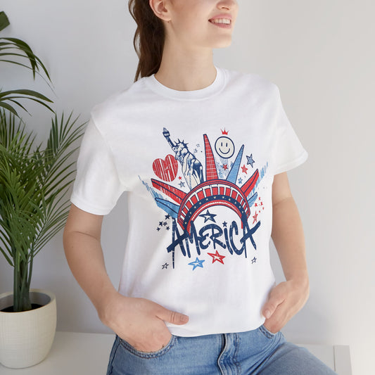 Statue of Liberty Sketch America T-Shirt | Patriotic Fourth of July Tee