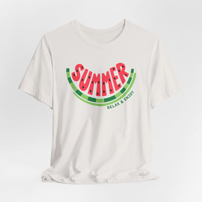 Summer Watermelon T-Shirt — "SUMMER" Relax & Enjoy Graphic Tee