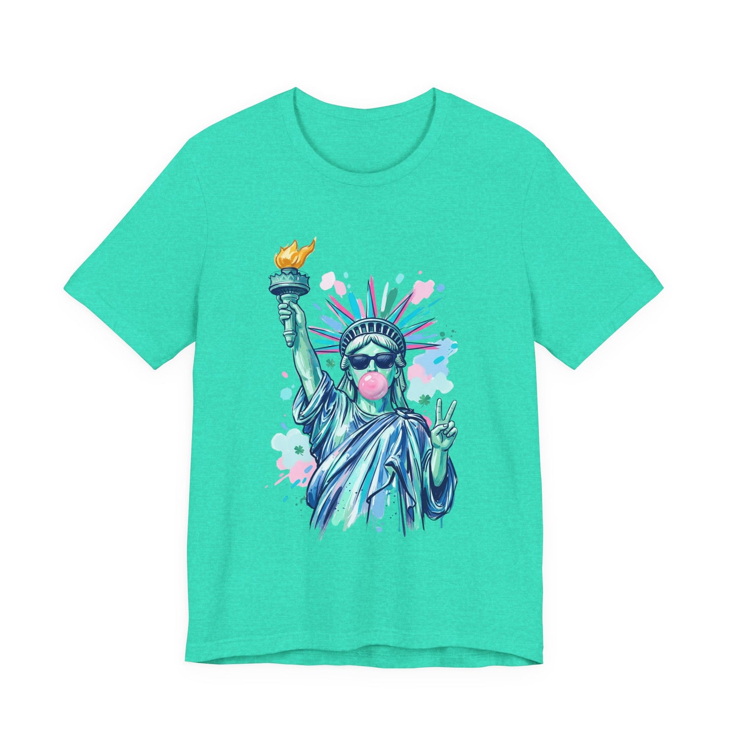 Statue of Liberty Bubblegum Tee — Retro Patriotic Graphic T-Shirt