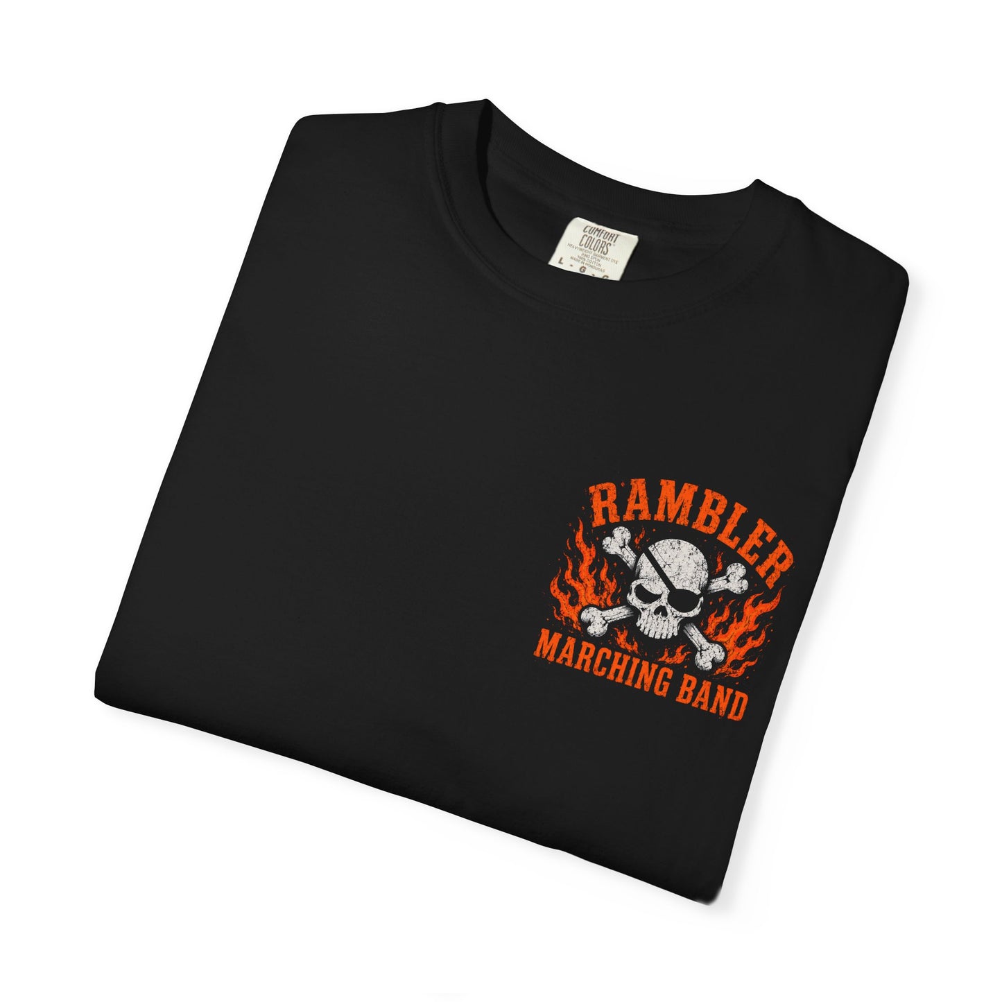 Ramblers Blackout Skull T-Shirt — Flaming Skull Band Tee