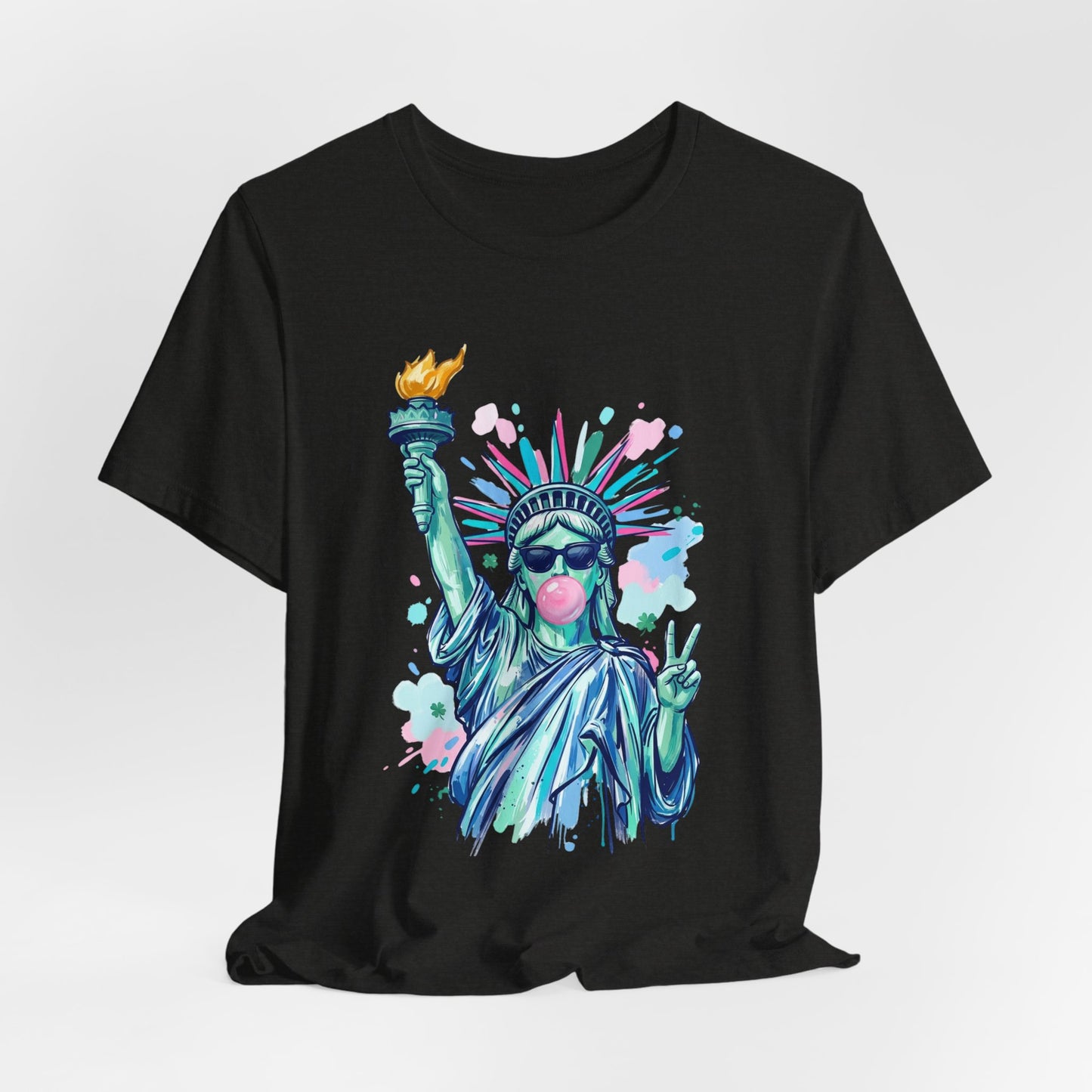 Statue of Liberty Bubblegum Tee — Retro Patriotic Graphic T-Shirt