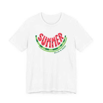 Summer Watermelon T-Shirt — "SUMMER" Relax & Enjoy Graphic Tee