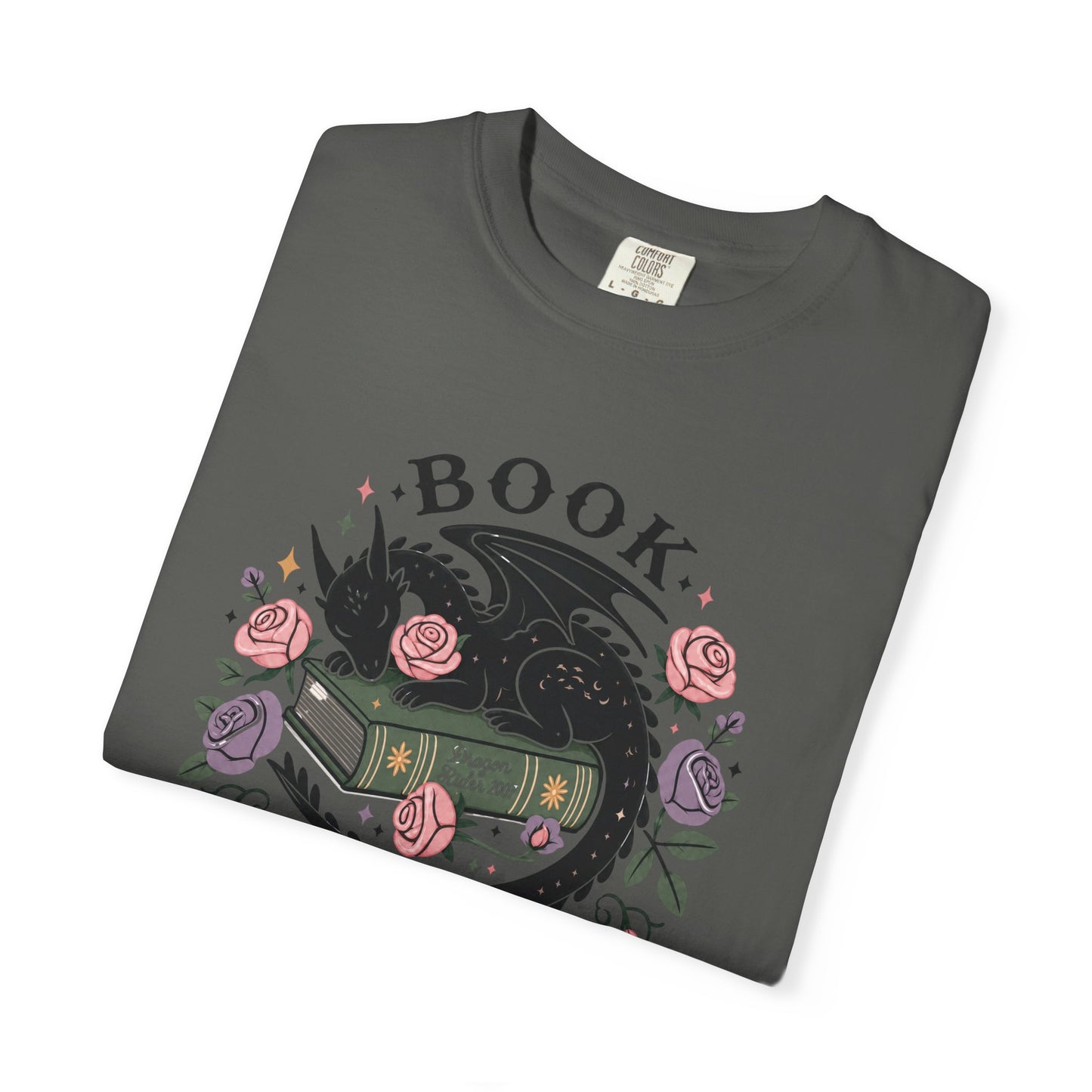 Book Dragon T-Shirt — Floral Reading Dragon Graphic Tee