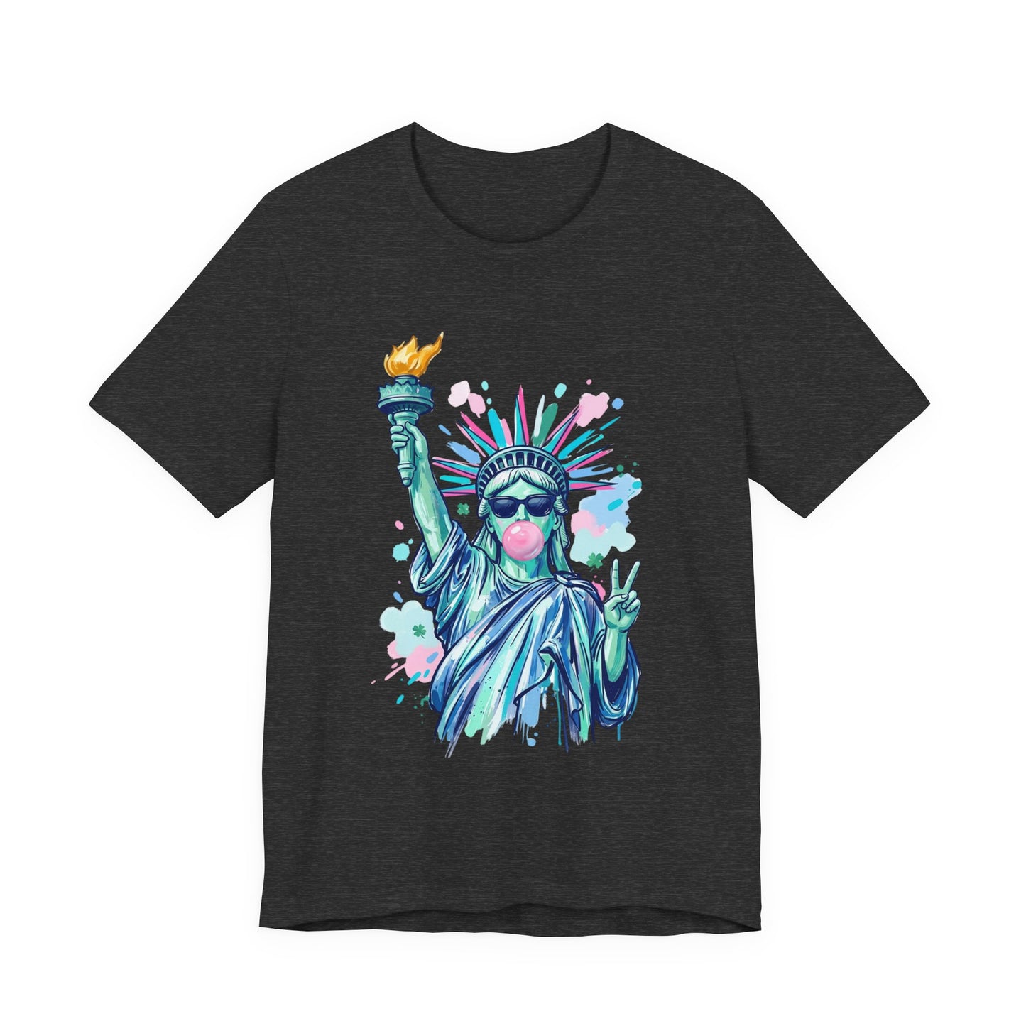 Statue of Liberty Bubblegum Tee — Retro Patriotic Graphic T-Shirt
