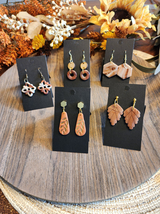 Autumn Brown Clay Earrings