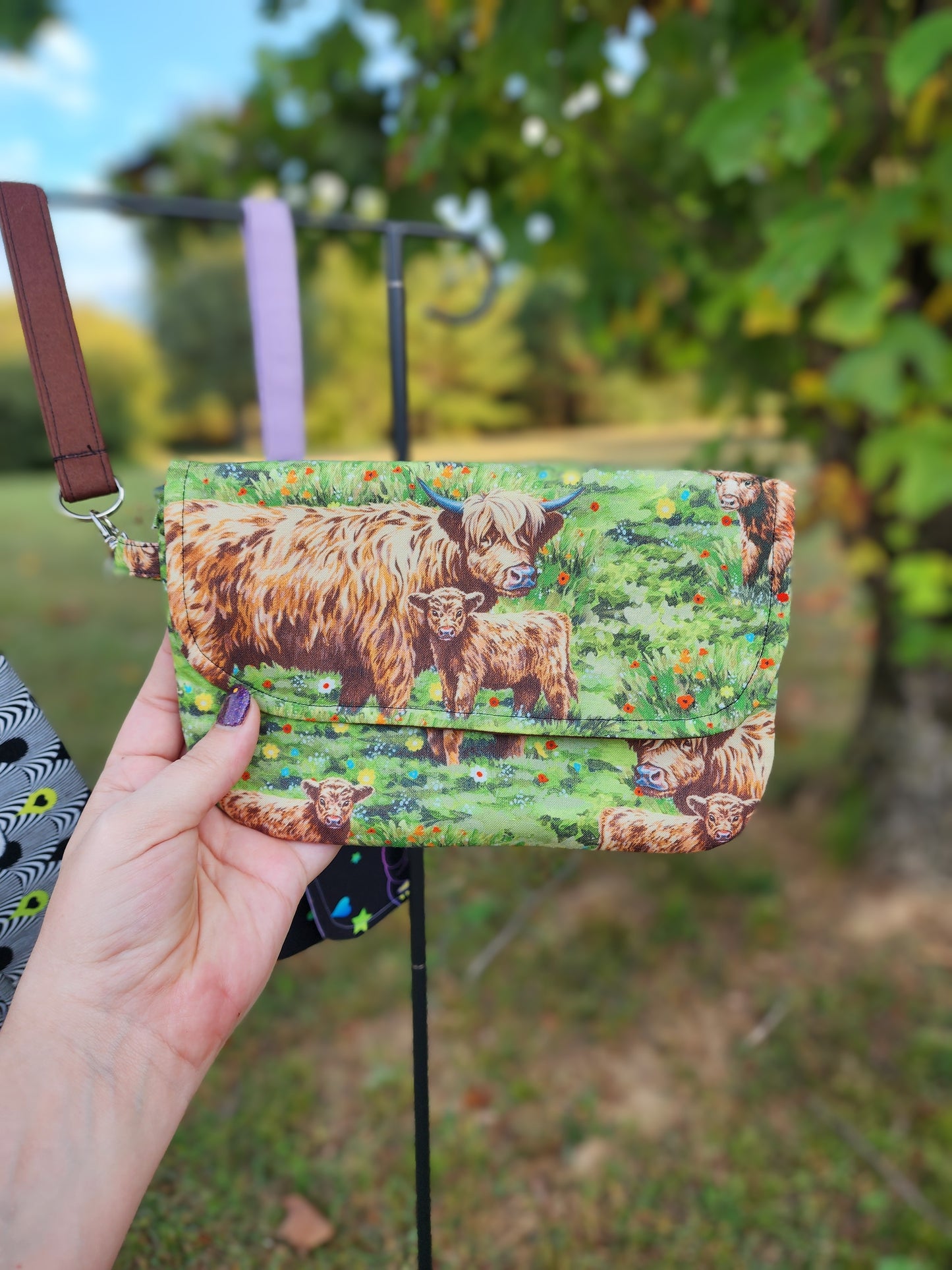 Panda Bear & Highland Cow Handmade Clutch