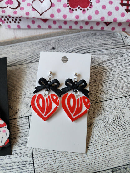 3D Earrings - Red, Black & White Collection