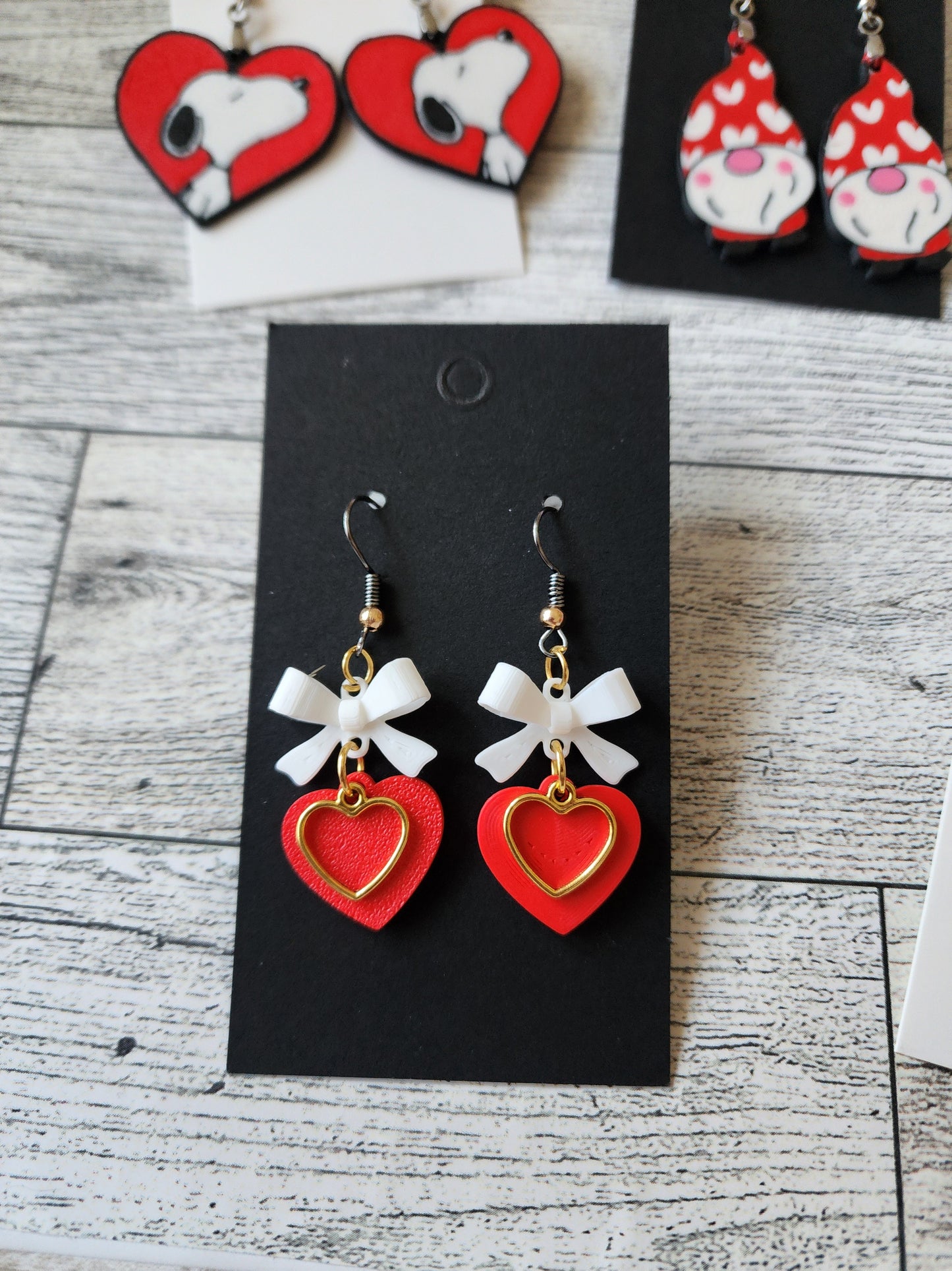 3D Earrings - Red, Black & White Collection