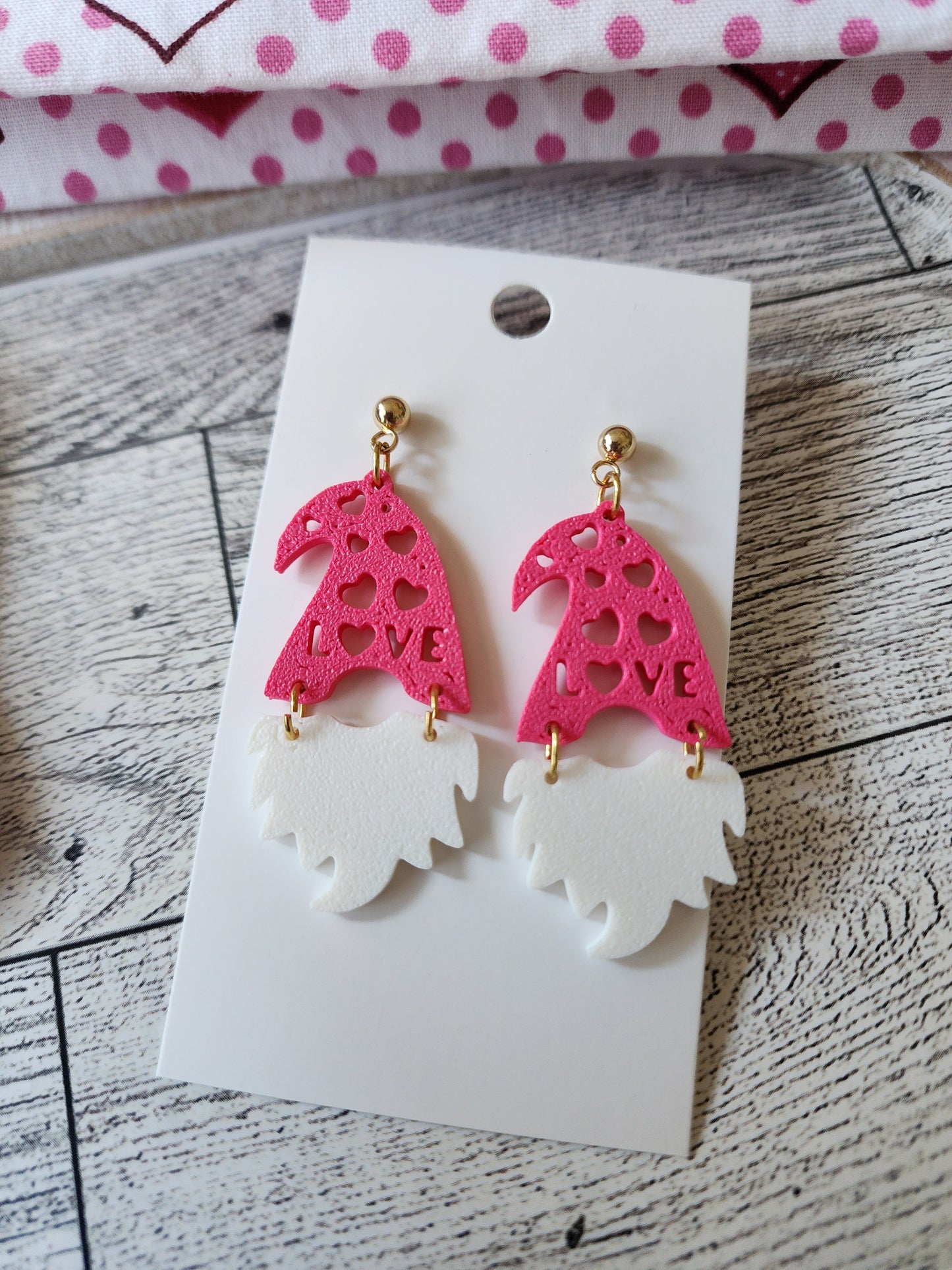 3D Earrings - Gnomes & Hearts
