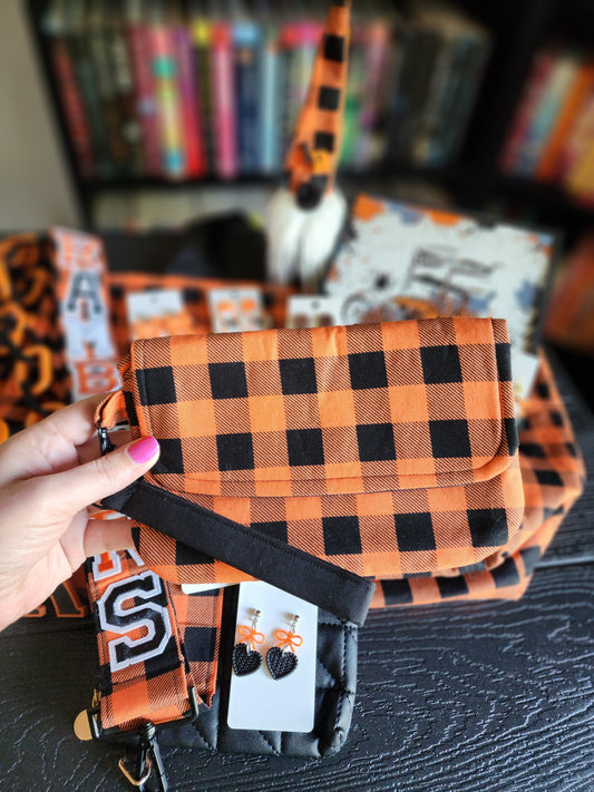 Orange and Black Rambler Wristlet