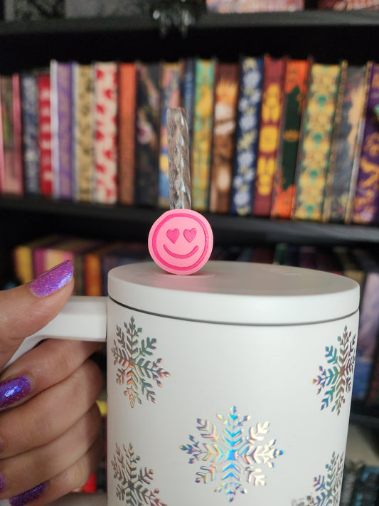 Pink & Magenta Smiley Face Straw Topper